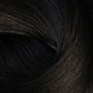 A close-up texture shot of dark, glossy hair with subtle warm brown undertones and a soft, swirled arrangement. (Jet Black / #1)