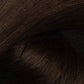 A close-up texture shot of dark brown hair, showing the fine strands and subtle sheen. (Soft Black / #1b)