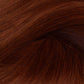 A close-up texture shot of smooth, straight hair in a warm auburn brown shade, showing the fine hair strands and subtle highlights. (Fire Red / #34)