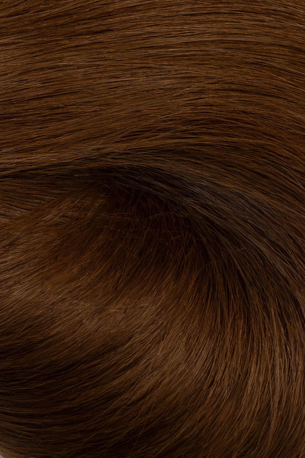 A close-up texture shot of smooth, straight brown hair with subtle highlights and shadows. (Brown / #4)