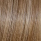 A close-up texture shot of straight hair in a light ash blonde color, showing individual strands and subtle highlights. (Brunette Highlights / #P6/22)