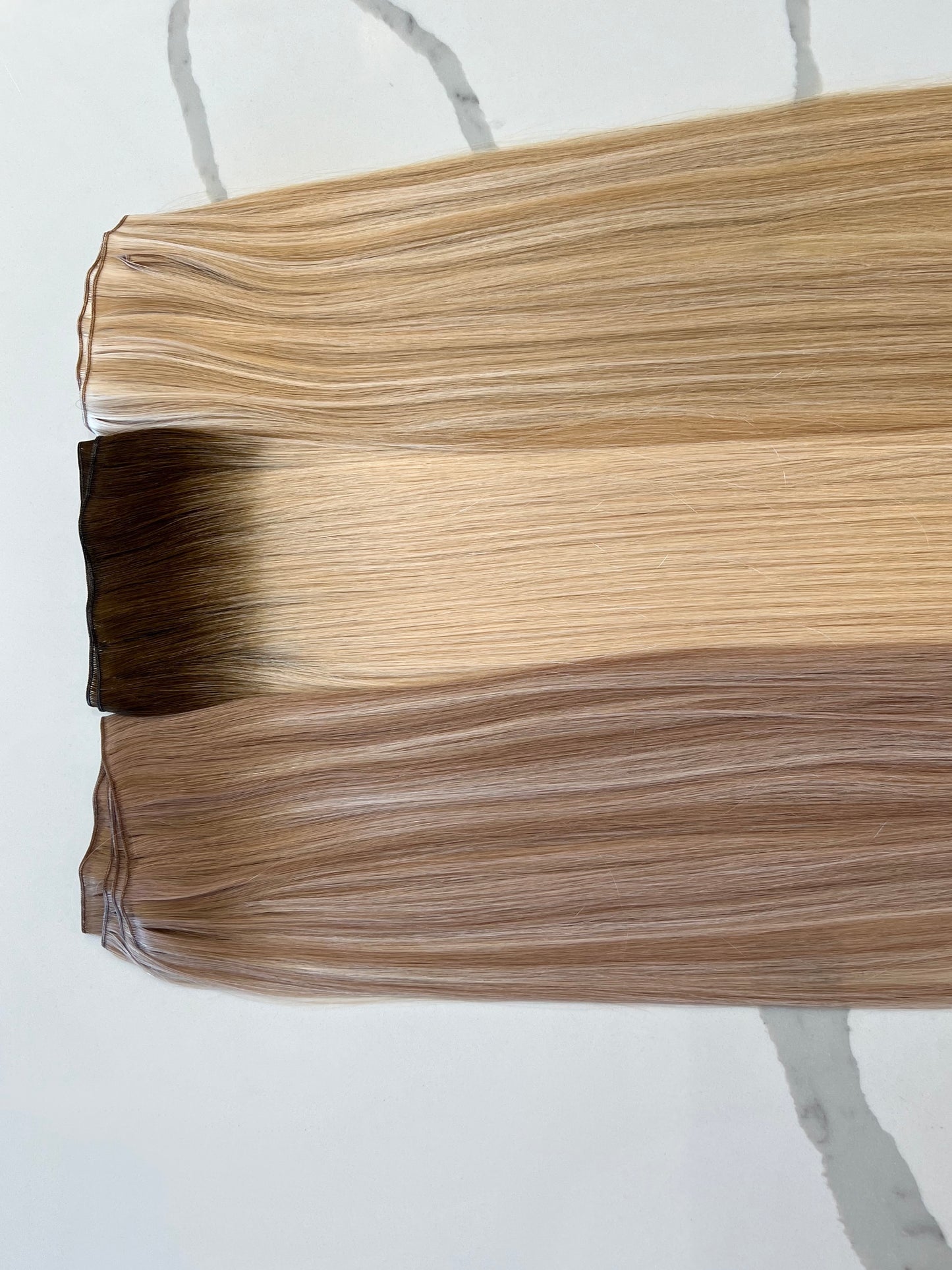 Extensiones de cabello en cortina invisible de color sólido Phanes