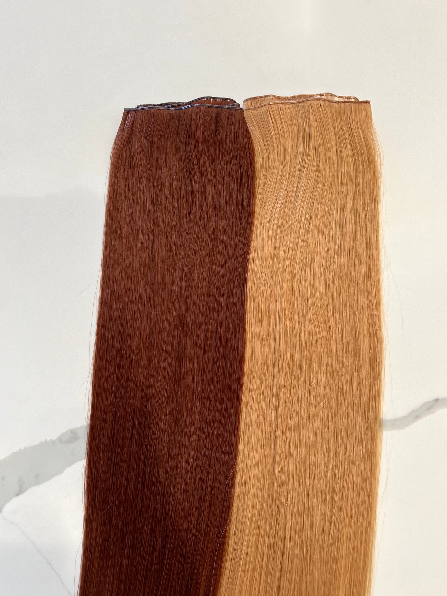 Extensiones de cabello en cortina invisible de color sólido Phanes