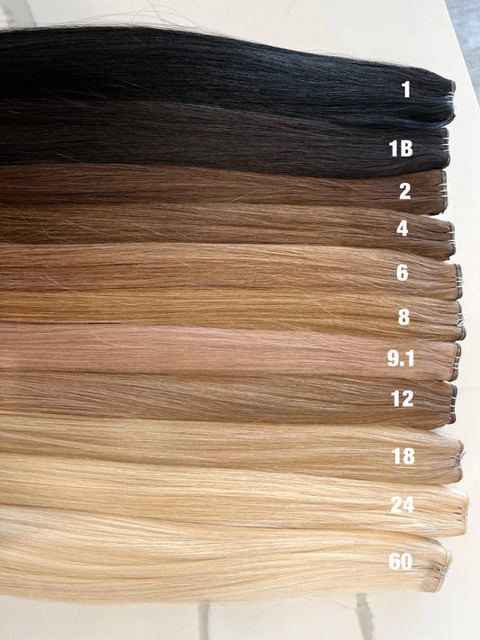 Extensiones de cabello en cortina invisible de color sólido Phanes